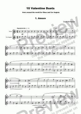 page one of 10 Valentine Duets for Oboe and Cor Anglais