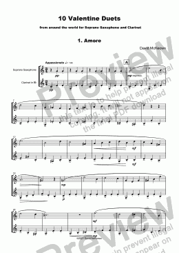 page one of 10 Valentine Duets for Soprano Saxophone and Clarinet