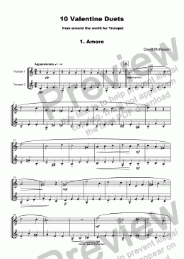 page one of 10 Valentine Duets for Trumpet