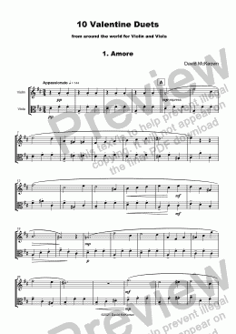 page one of 10 Valentine Duets for Violin and Viola