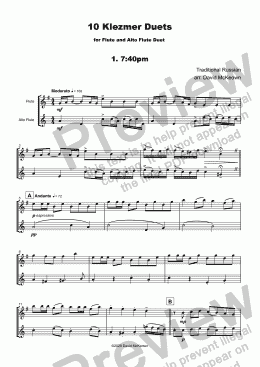 page one of 10 Klezmer Duets for Flute and Alto Flute