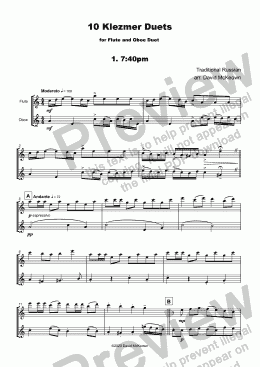 page one of 10 Klezmer Duets for Flute and Oboe