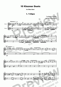 page one of 10 Klezmer Duets for Oboe