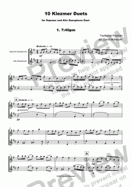 page one of 10 Klezmer Duets for Soprano and Alto Saxophone