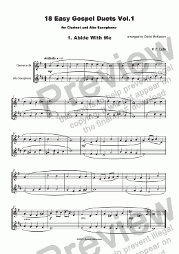 page one of 18 Easy Gospel Duets Vol.1 for Clarinet and Bass Clarinet