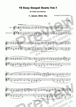 page one of 18 Easy Gospel Duets Vol.1 for Violin and Clarinet