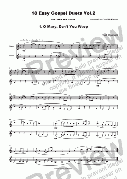 page one of 18 Easy Gospel Duets Vol.2 for Oboe and Violin