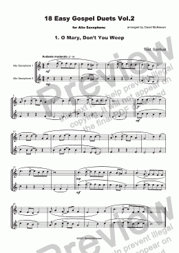 page one of 18 Easy Gospel Duets Vol.2 for Alto Saxophone