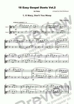 page one of 18 Easy Gospel Duets Vol.2 for Viola