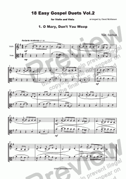 page one of 18 Easy Gospel Duets Vol.2 for Violin and Viola