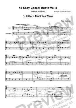 page one of 18 Easy Gospel Duets Vol.2 for Violin and Cello