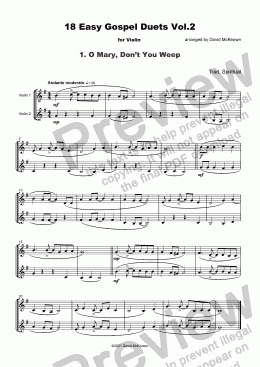 page one of 18 Easy Gospel Duets Vol.2 for Violin