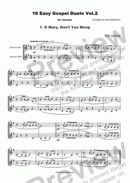 page one of 18 Easy Gospel Duets Vol.2 for Clarinet