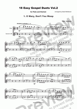 page one of 18 Easy Gospel Duets Vol.2 for Flute and Clarinet