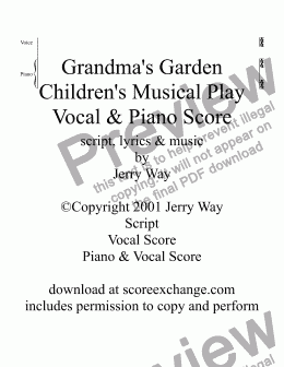 page one of Grandma's Garden (Piano & Vocal Score for Children's Musical Play)