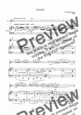page one of Akimenko - Elegy Op.12 for  Flute & Piano