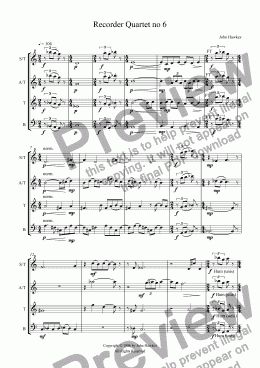 page one of Recorder Quartet no 6