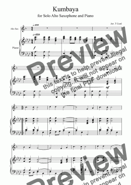 page one of Kumbaya for Alto Saxophone and Piano