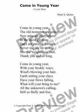 page one of Come in Young Year
