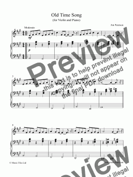 page one of Old Time Song (Violin and Piano)