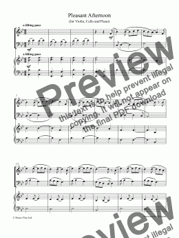 page one of Pleasant Afternoon (for Violin, Cello and Piano)