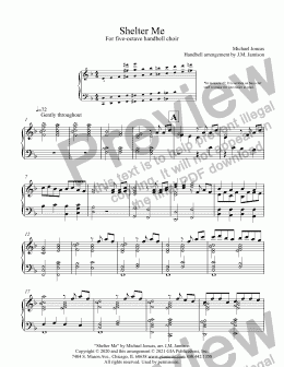 page one of Shelter Me (for five-octave handbell choir)
