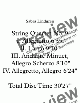 page one of String Quartet No. 9  I. Allegretto