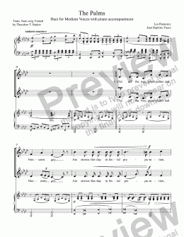 page one of The Palms [FAURE], Palm Sunday Vocal Duet for Medium Voices with Piano Accompaniment