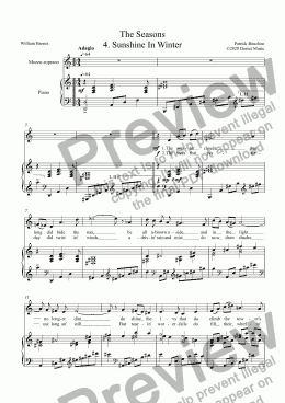page one of The Seasons: 4. Sunshine In Winter for Mezzo-soprano and Piano