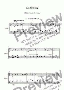 page one of Kinderspiele 10 kleine Stücke für Klavier