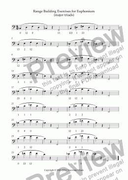 page one of range building exercises for euphonium