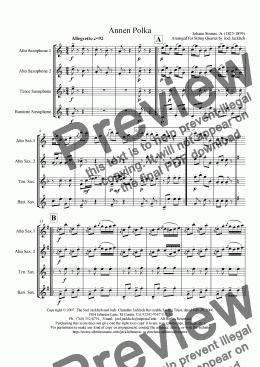 page one of Annen Polka, Op, 117 (Saxophone Quartet)