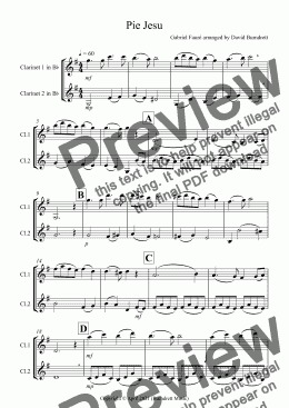 page one of Pie Jesu (from Requiem) for Clarinet Duet