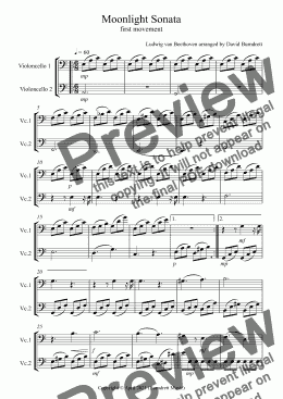 page one of Moonlight Sonata (1st movement) for Cello Duet