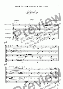 page one of Musik für 4 Klarinetten in 5 Sätzen