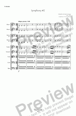 page one of St. Georges  Symphony #2  Joseph Bologne