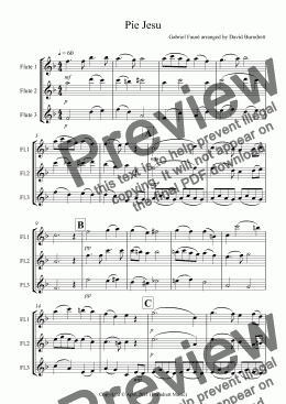 page one of Pie Jesu (from Requiem) for Flute Trio