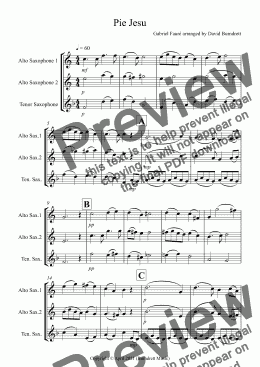 page one of Pie Jesu (from Requiem) for Saxophone Trio