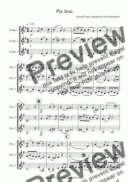 page one of Pie Jesu (from Requiem) for Violin Trio