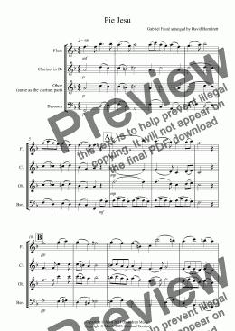page one of Pie Jesu (from Requiem) for Wind Trio