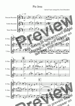 page one of Pie Jesu (from Requiem) for Recorder Trio