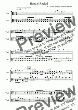 page one of Handel Rocks! for Viola Duet