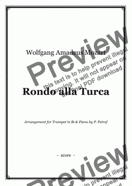 page one of W. A. Mozart - Rondo alla Turca - Trumpet (Bb) and Piano