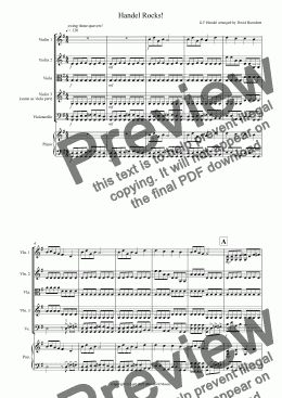 page one of Handel Rocks! for String Quartet