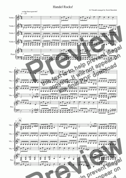 page one of Handel Rocks! for Violin Quartet