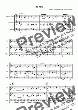 page one of Pie Jesu (from Requiem) for Brass Trio
