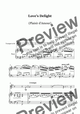 page one of Padre Martini - Love's Delight (Plaisir d'Amour) - Trumpet (Bb) and Piano