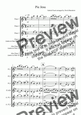 page one of Pie Jesu (from Requiem) for Flute Quartet