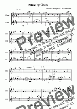 page one of Amazing Grace for Flute Duet