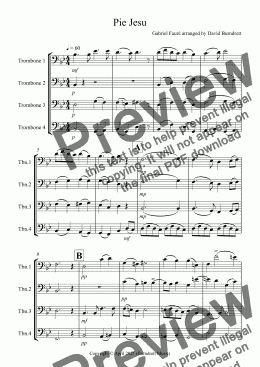 page one of Pie Jesu (from Requiem) for Trombone Quartet